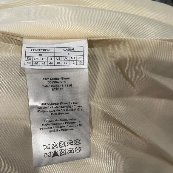 REMAIN Birger Christensen Authentic Camel/Beige/Tan Leather Blazer BNWT Size L